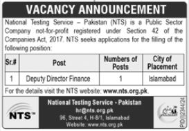 National Testing Services of Pakistan NTS Jobs 2024 