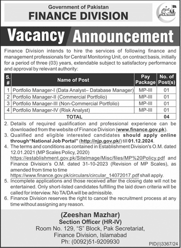 Finance Division Jobs 2024