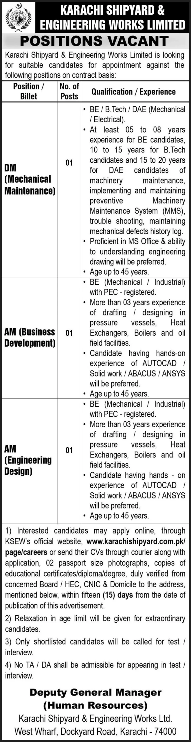 Karachi Shipyard & Engineering Works Limited KSEW Jobs 2024 