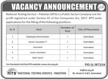 National Testing Services of Pakistan NTS Jobs 2024