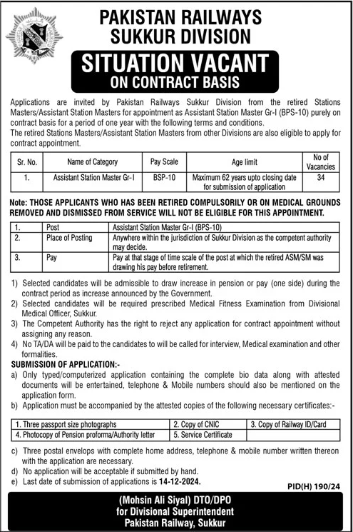 Pakistan Railways Sukkur Division Jobs 2024