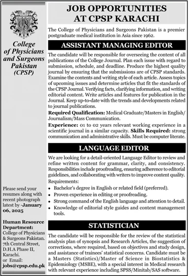 College of Physicians and Surgeons Pakistan Jobs 2025