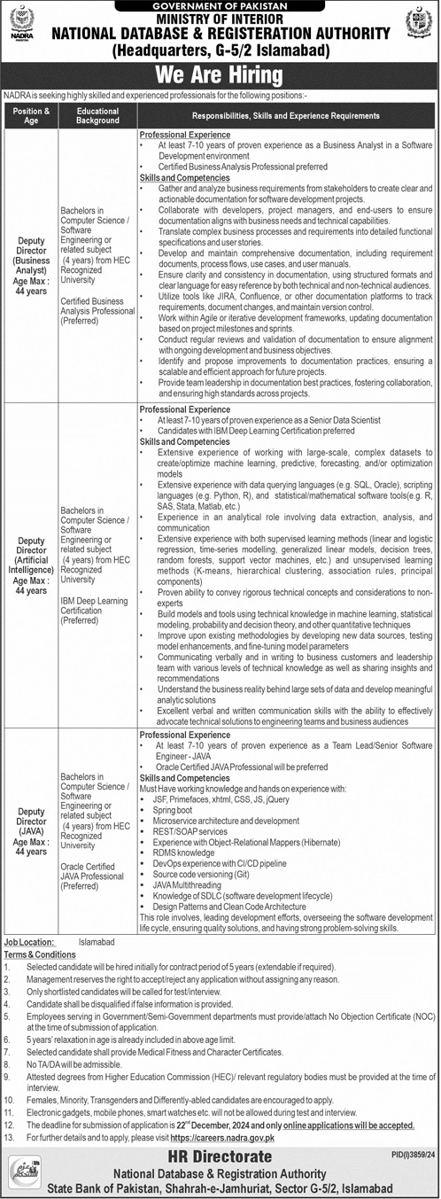 NADRA Jobs 2024