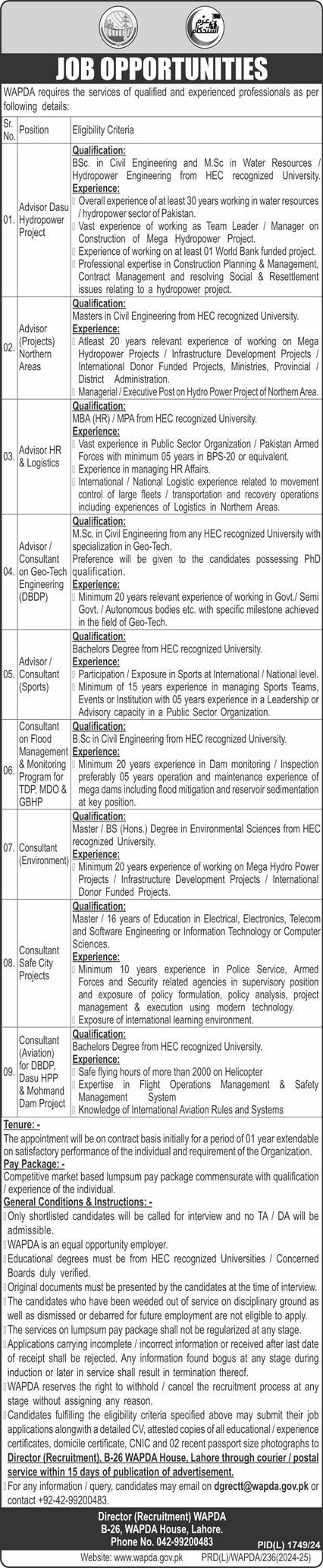 Water and Power Development Authority Jobs